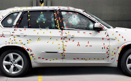 teste de blindagem com fuzil AK 47 na BMW Security